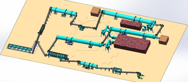 Complete process of chicken manure granulation line