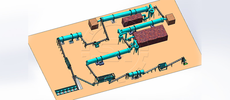 A complete rotary drum granulation line for organic fertilizer production