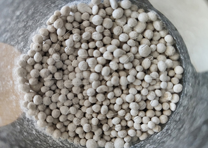 Fertilizer granules prepared by drum pellet machine