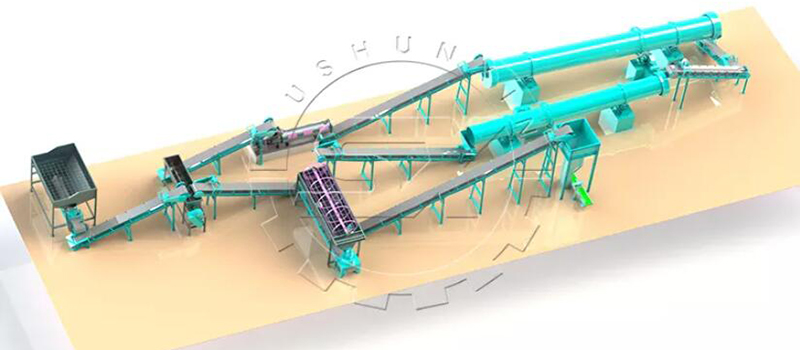 Stirring teeth granulation line for organic fertilizer making