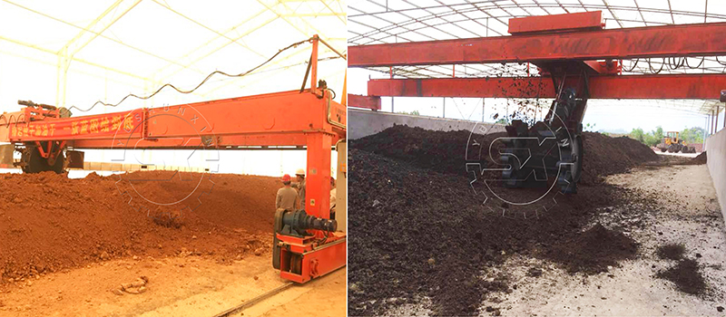 Wheel type compost machine fermentation process