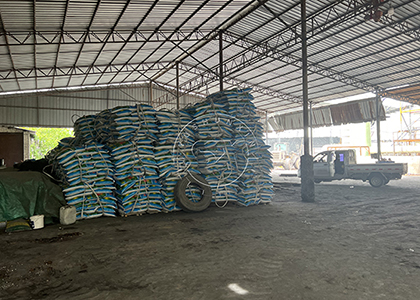 Finished fertilizer packaging products in factory