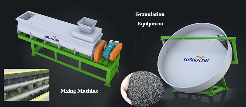 Mixer and granulator of fertilizer manufacturing