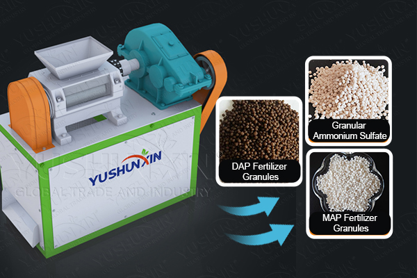 Double roller granulator for no drying fertilizer granule making