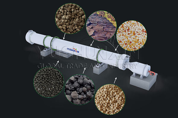 Rotary dryer for fertilizer granule making