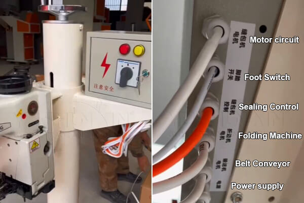 circuit connection of fertilizer bag sealer machine