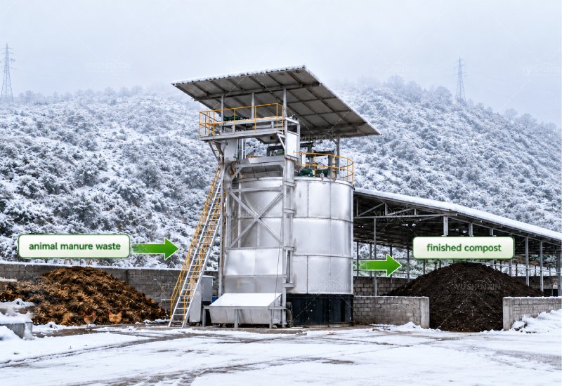 fertilizer fermentation tank working in cold winter