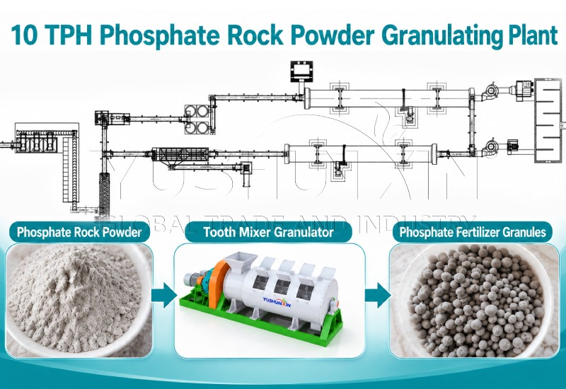 10TPH phosphate rock powder granulating plan