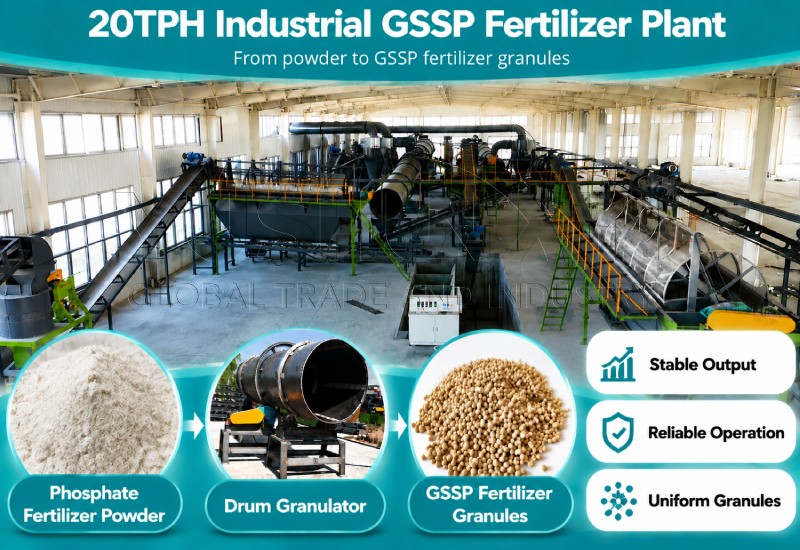 20TPH SSP fertilizer granulation plant layout