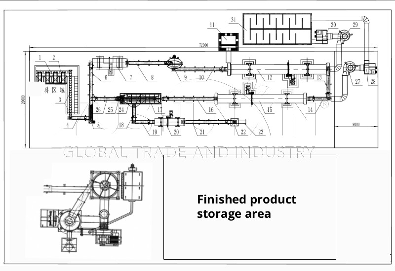 10TPH limestone soil conditioner granulation plant layout